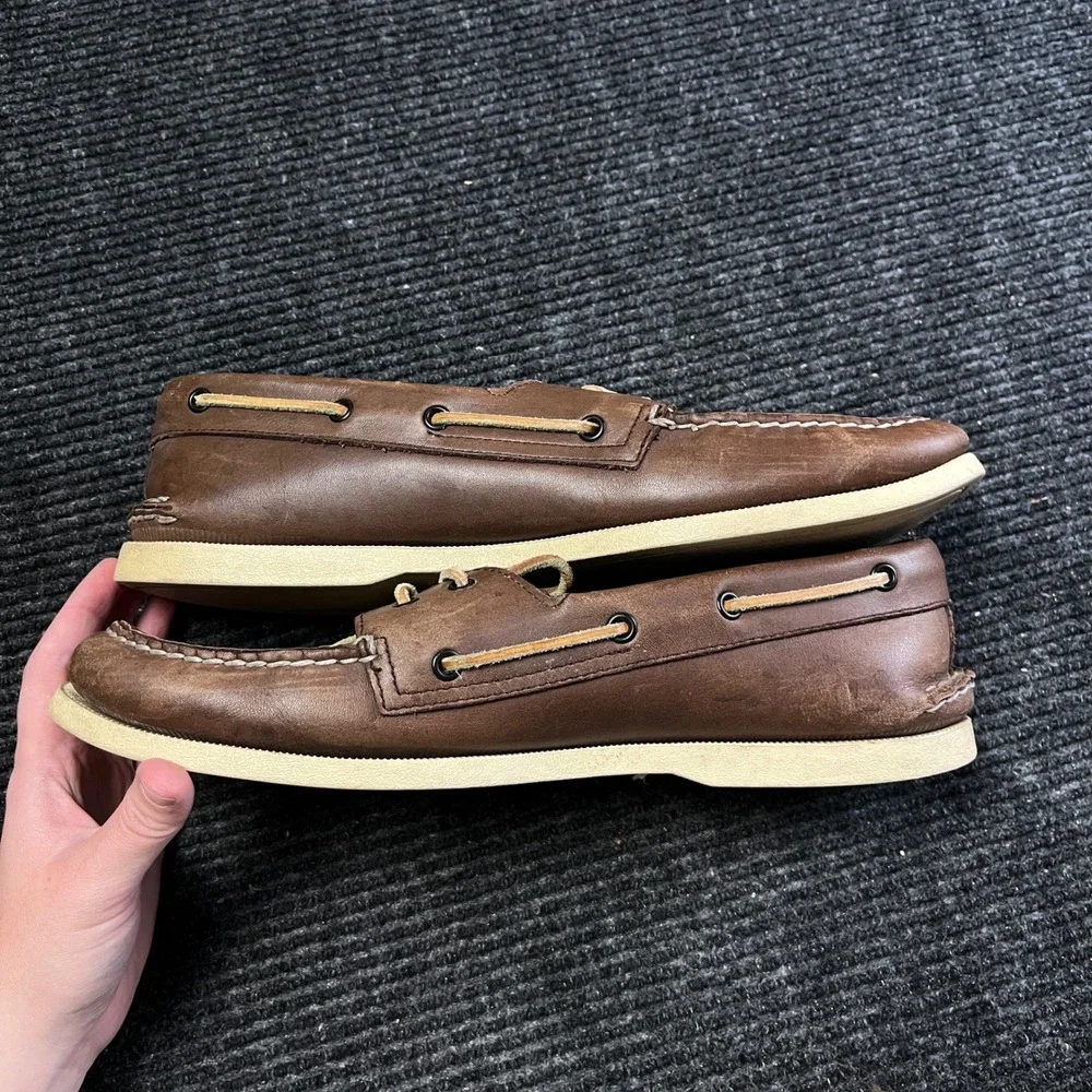 Sperry Top-Sider Boat Shoes Mens 13 Brown Leather Authentic Original Loafers